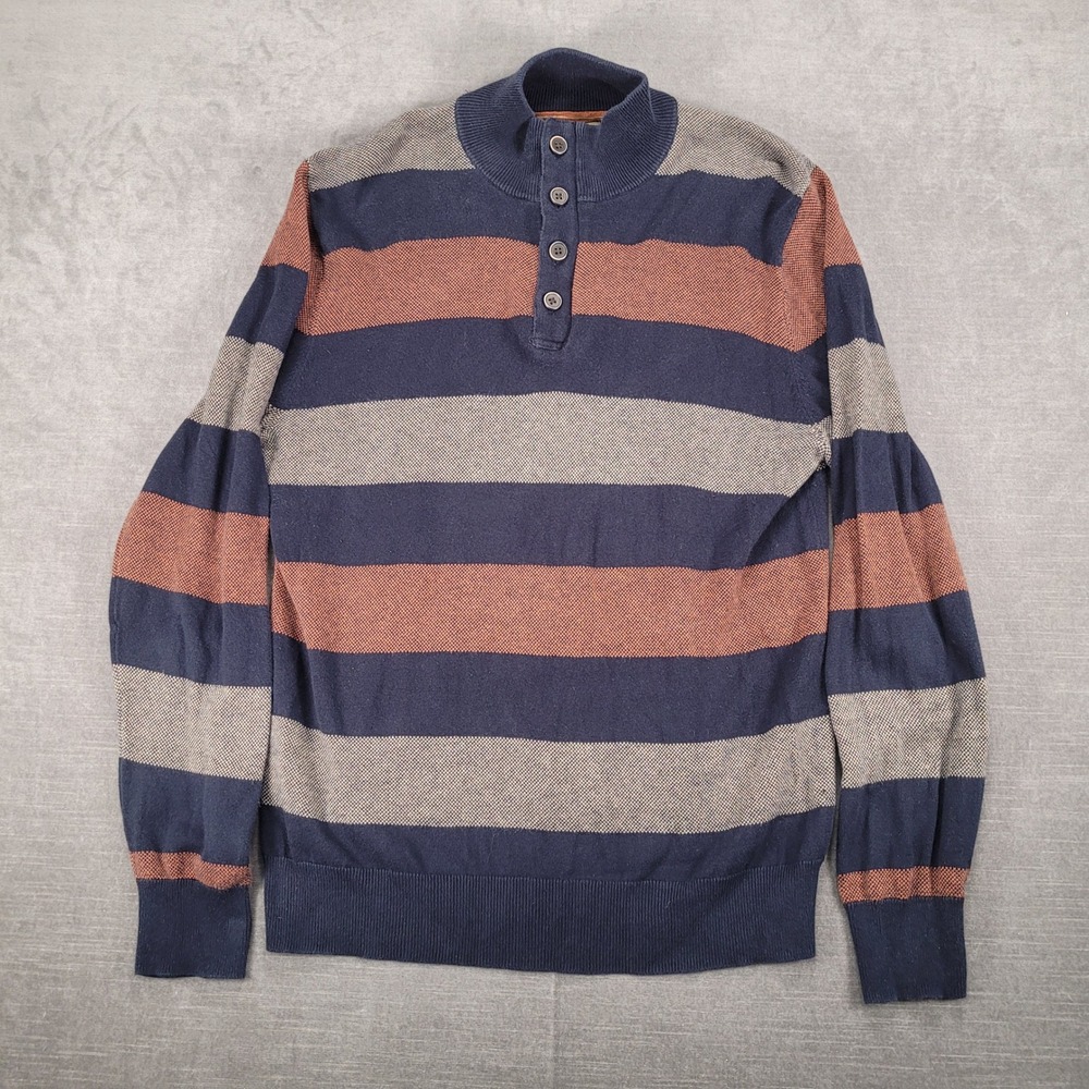 Refectory Striped Mock Neck Pullover‎ Sweater British Inspired Mens Medium